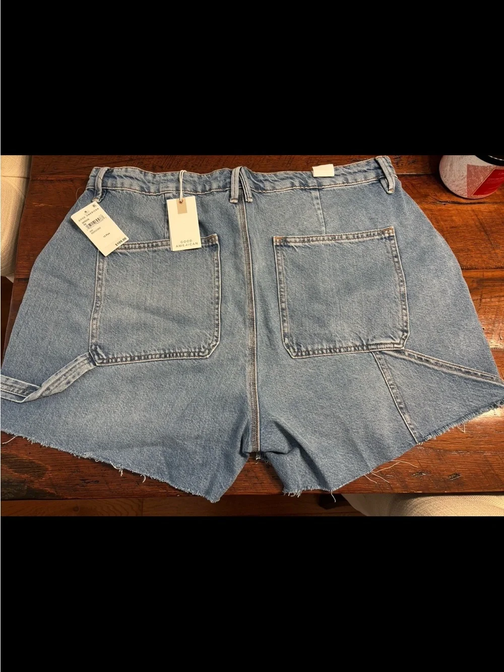 Good American Light Blue High-Rise Denim Shorts